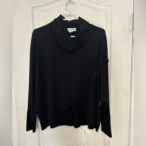 Joseph Ribkoff Black Faux Wrap Draped Long Sleeve Top
